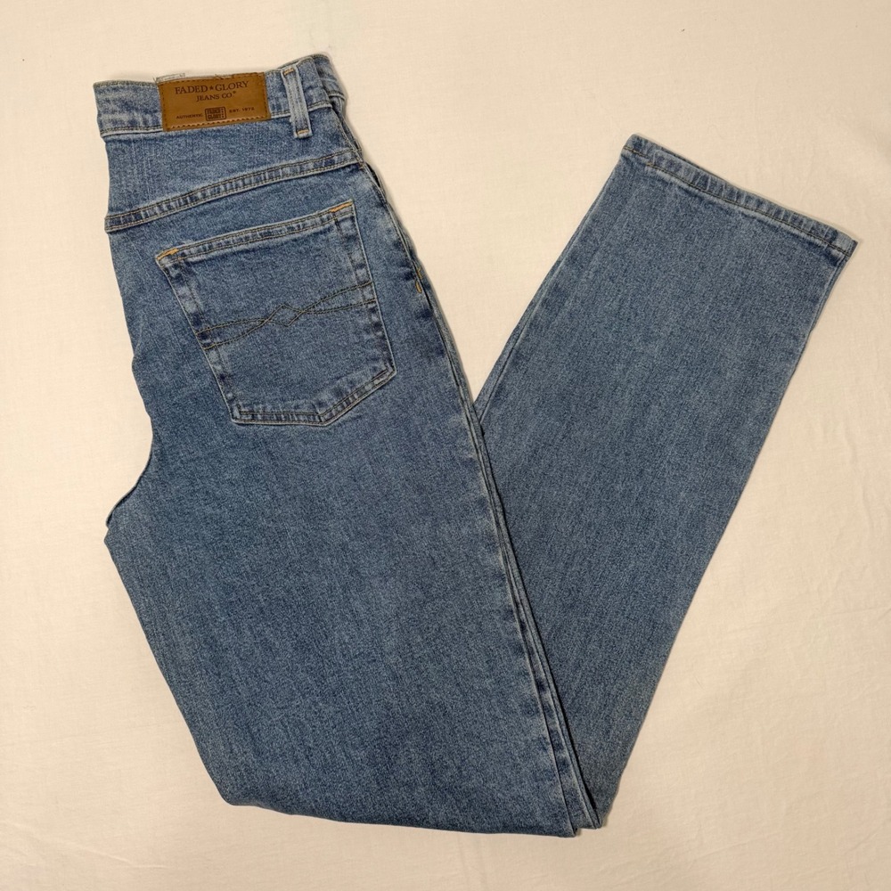Faded Glory Stretch Jeans Womens 8 Tall Light Wash Bootcut Denim Pants Blue‎ 8T